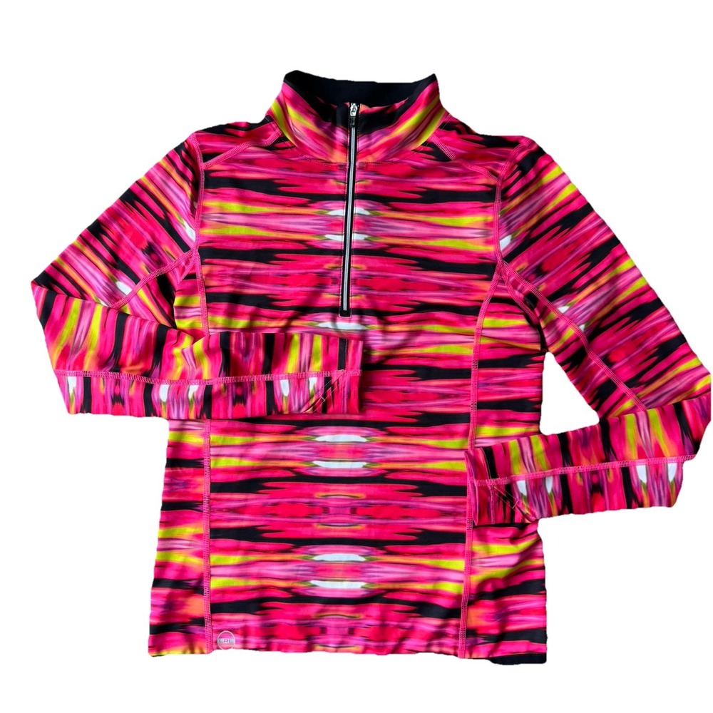 Lauren Ralph Lauren Active Pink-Multi Tie Dye Half Zip Track Top, Size Small